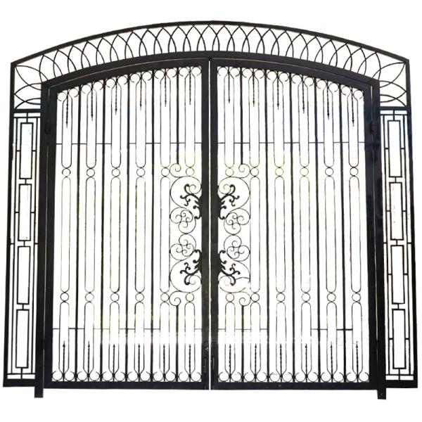 Commerical Driveway Rod Wrought Iron Gate Interior Door Black Steel Frame
