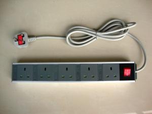 China 5 Outlet European Power Strip With Extension Cords , Flat Plug Power Strip 250V on sale