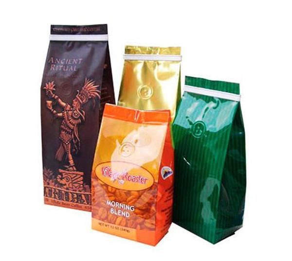 Quality Bottom Gusset Matt Mylar Snack Bag Packaging Aluminum Foil Coffee Bags With Valve for sale