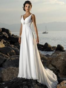 China Aline Chiffon Beach wedding dress Bridal gown#dq4796 on sale
