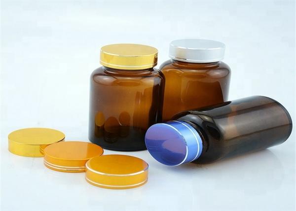 Quality Wide Mouth 120cc Amber Pill Bottles Seal Metal Lid For Long Distance Travel for sale