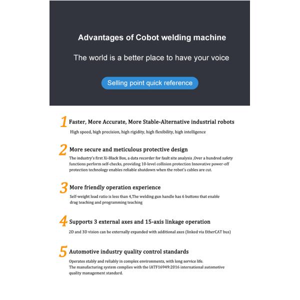 High-Speed Compact Type 6 Axis Cobot Industrial Collaborative MIG Laser Welding Machine With Robot