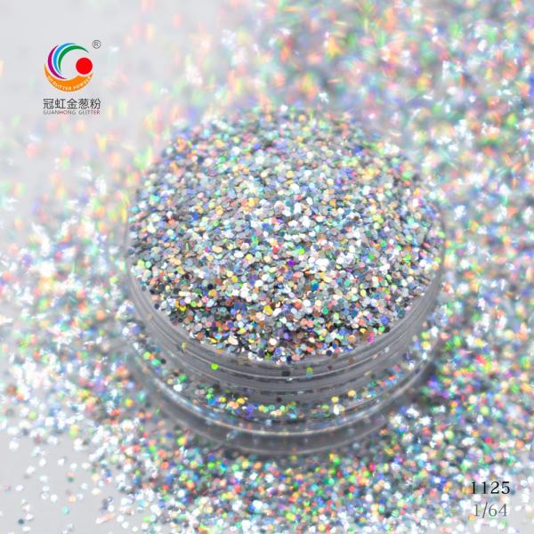 OEM Extra Fine Laser Hexagonal Bulk Holographic Glitter Powder Silver Polyester