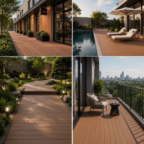 Solid WPC Decking 140x20mm Wood Plastic Composite Board Weather Resistant Long Life