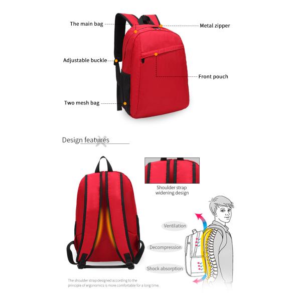 Factory wholesale custom logo solid color leisure fashion school students waterproof backpack school bag For Girls Boy Teenagers