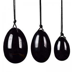 China 3 pieces/1 set Natural Black Obsidian Yoni Egg for Kegel Exercise Pelvic Body Massage Vaginal Tightening on sale