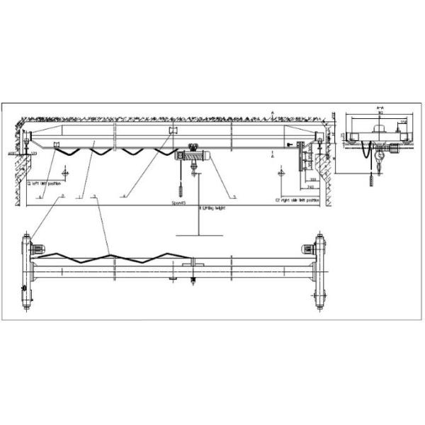 16m LDA Industrial Overhead Crane , 15 Ton 20 Ton Single Girder Overhead Crane