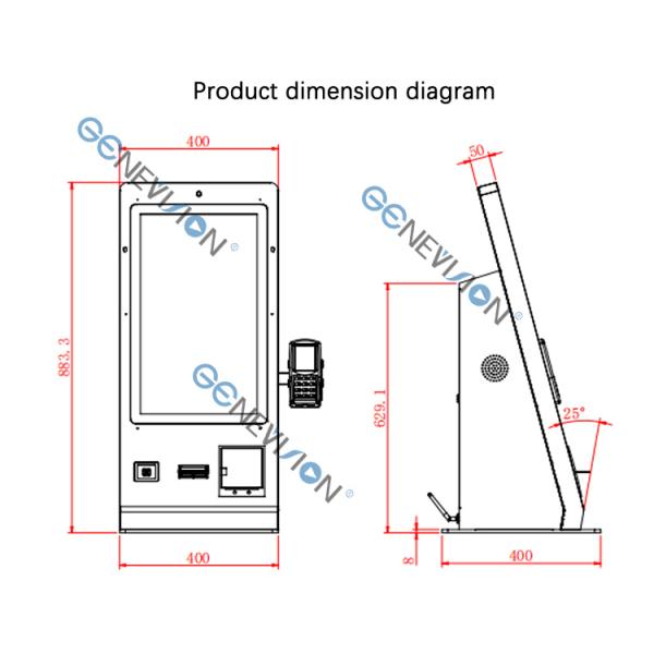 24inch Hotel Reception Desk Card Dispenser Self Check In Out Payment Machine with Camera