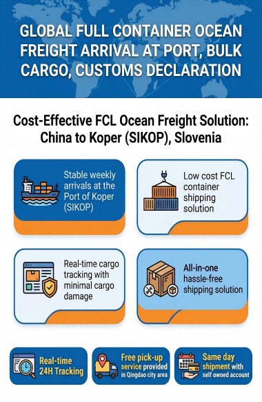 Cost-Effective FCL Ocean Freight with 30-45 Days Transit and 24/7 Multilingual Support to Koper
