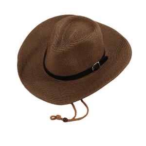 China Fashionable Knitted Summer Cowboy Straw Hat With Embroidered Logo on sale