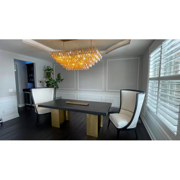 Chiara Smoke Glass Tiered Rectangular Chandelier 74"
