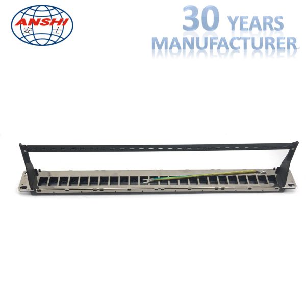 ANSHI Unloaded Rack Mount Patch Panel 24 Ports STP Shielded Toolless