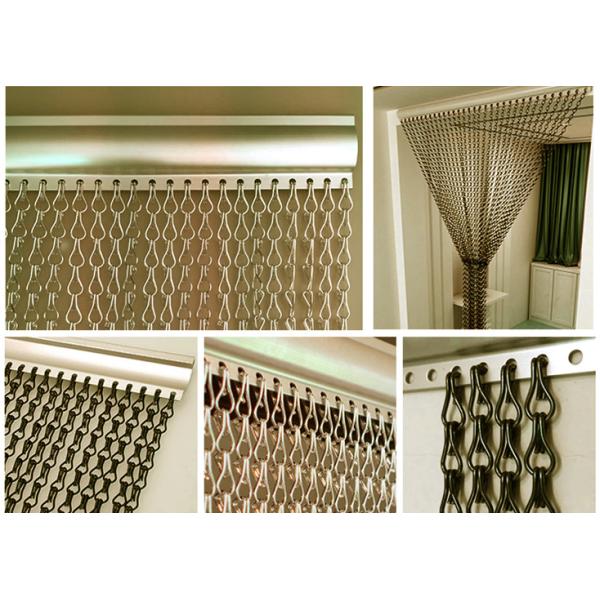 Space Divider Anodized Aluminium Chain Link Fly Curtain Double Hook Chain