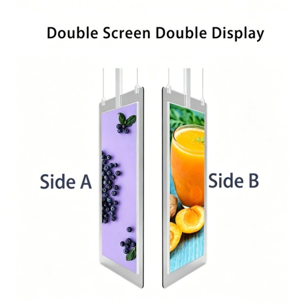 43 55 Inch Double Sided Hanging Digital Signage Ultra Thin Retail Store Window Advertising Display Ceiling Mount Monitor