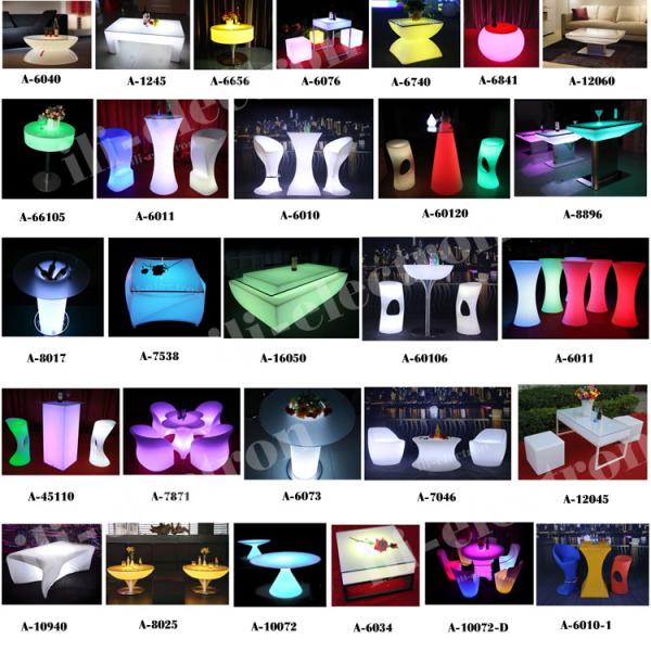 Battery KTV Nightclub Bar Furniture Illuminated Plastic LED Pub Table
