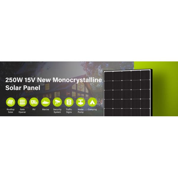 250W 15V Monocrystalline Sloar Panel PV Module Off Grid Lightweight