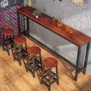 China Vintage Brown High Chair Bar Table 1.6m Tall Stool Table For Coffee Shop on sale