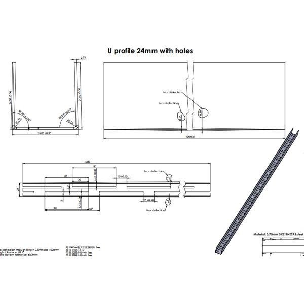 Metal U profile with holes rolling machine