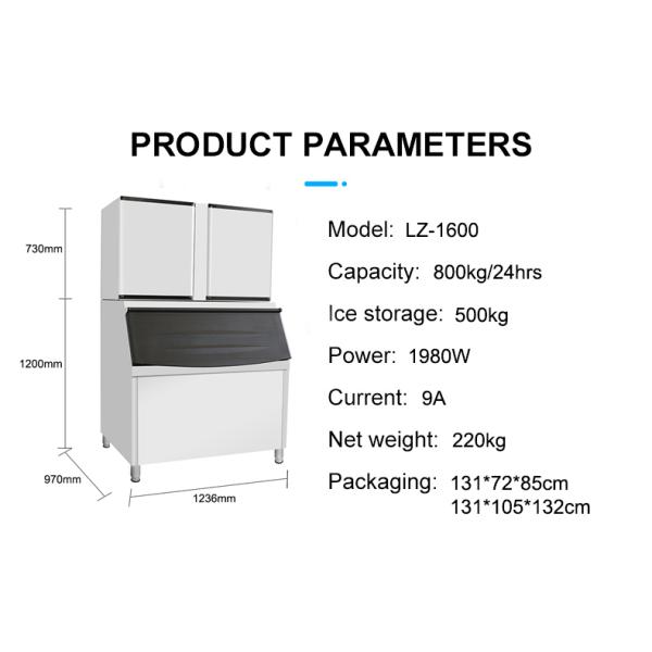 800kg Daily LZ-1600 Commerical Coffee Shop Ice Granula Maker with Granular Ice Shape
