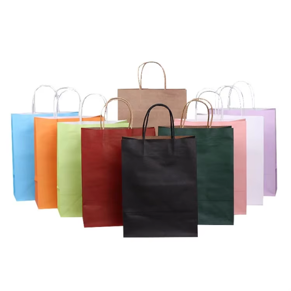 Cowhide Portable Paper Bags for Takeaway Packaging Creative Gift Bags Clothing Bags