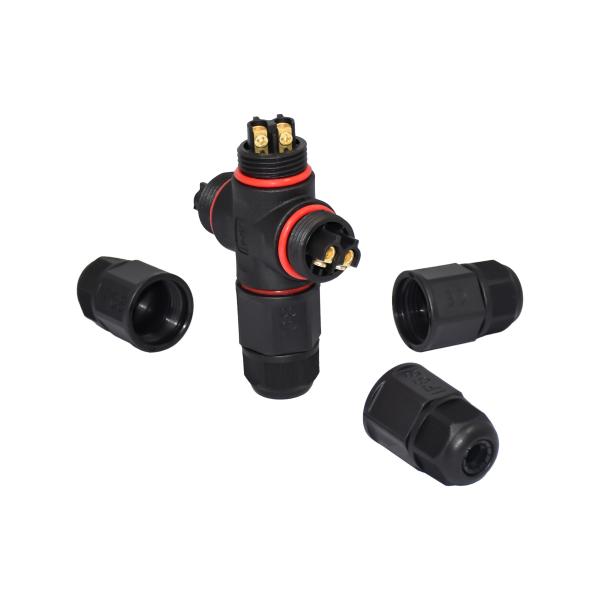 7.5mm LED Waterproof Connector 4ways IP67 Screw T Type Assembly 2 Pin Solar Connector