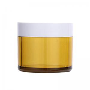 China SGS 120g 150g Cosmetic Yellow Glass Jar Round Glass Canister With Lid on sale