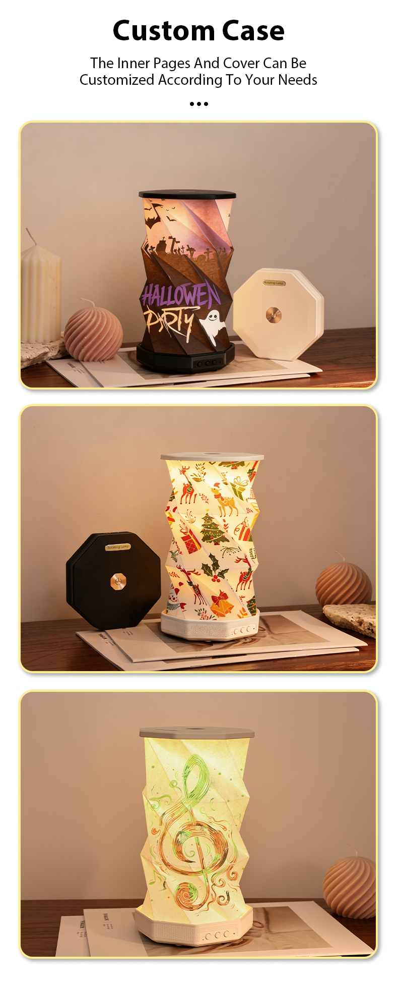 Portable Foldable Paper Lamp with Bluetooth Speaker & Built‑in White Noise 1200mAh Rechargeable Night Light for Travel
