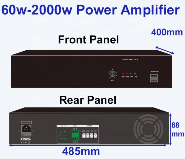 800w Power Amplifier Broadcast Power with Volume Control OEM ODM Factory Direct Sale