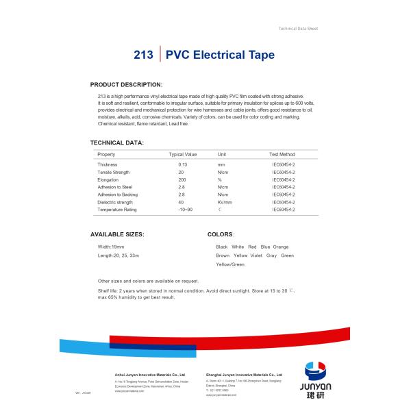 0.13mm PVC Electrical Tape 20m for Industrial Insulation
