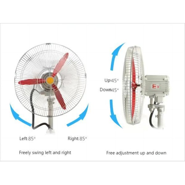 ATEX Aluminum Explosion Proof Oscillating Fan Ventilator Wall Mounted
