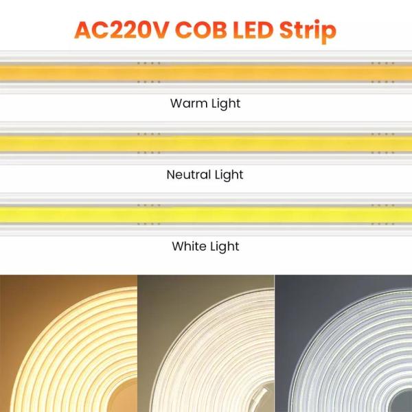 280leds / meter 12v 24v 220v Rgbw Cob Light Strip Cob Led Strip Length 50Meters/roll