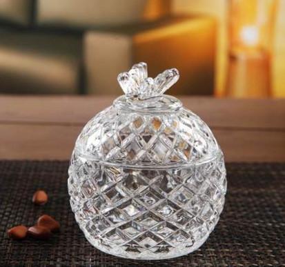 Quality Gift Glass Sugar Pot / House Decoration Glass Candy Jar / Glassware for sale