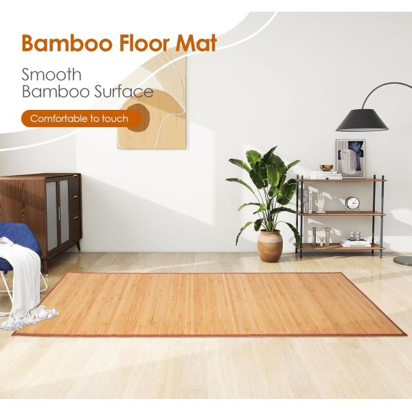Durable Anti-Slip Bamboo Floor Mat: Eco-Friendly Bamboo Area Rug for Bathroom & Kitchen