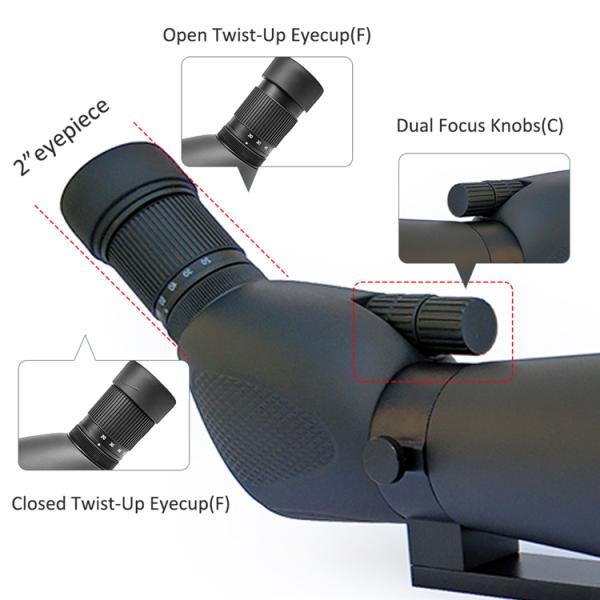 Waterproof Zoom Monocular Spotting Telescope 20-60x80 For Smartphone