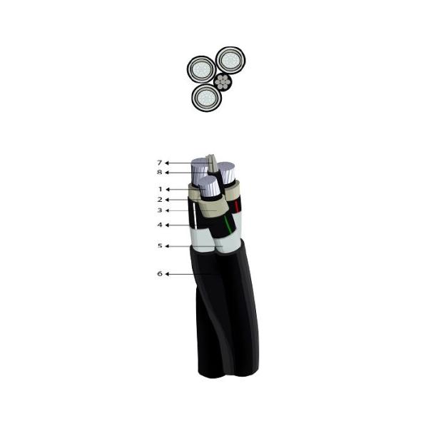 Cable Tripolar de Aluminio Autoportante 8.7/15 kV NA2XSA2Y-S de 3x1x120mm²