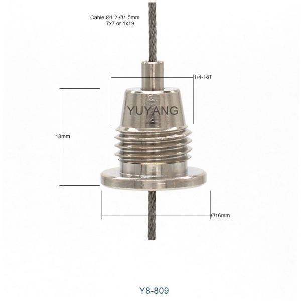 1/4-18T Thread Side Exit Cable Gripper 16mm Diameter For Decorative Lighting