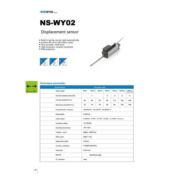 NS-WY02 Series Motion Detector Displacement Sensor CE
