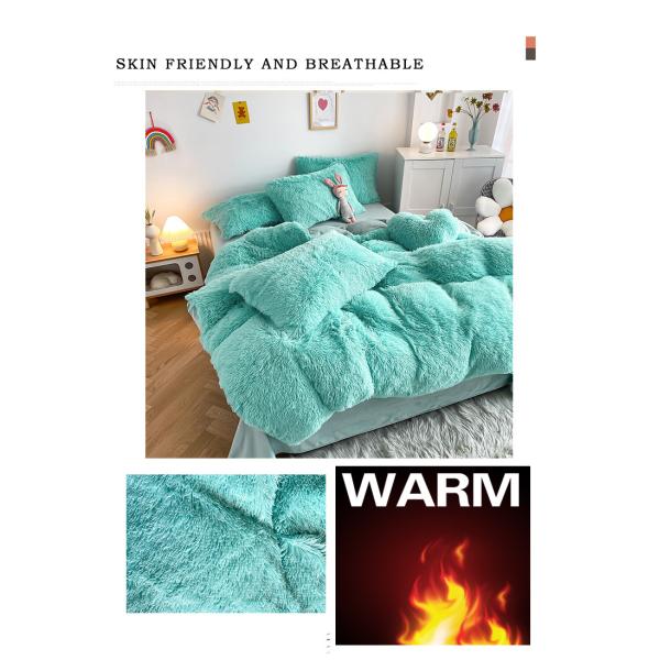Hot Blue Luxury Shaggy Flanell Mink Velvet Bedding Set for All-Groups in Autumn Winter
