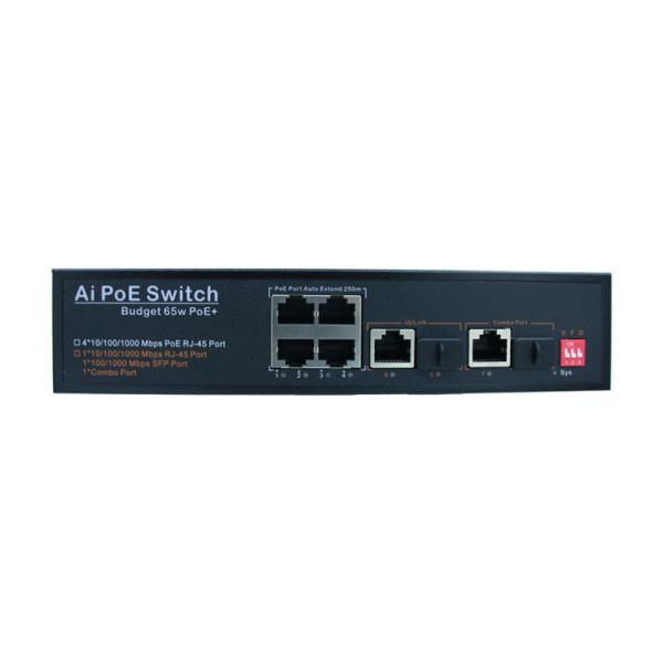 7 Gigabit Port Industrial Unmanaged POE Switch 65W Fiber Optic Network Switch