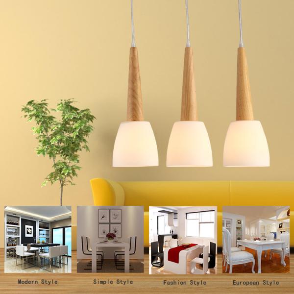 single head suspended Dinner room pendant light E27 bulb Top grade Thailand Oak wood