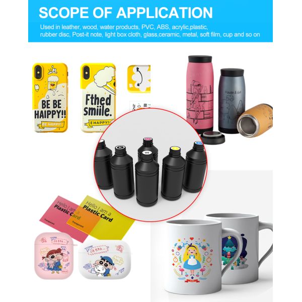 500ml/1000ml Soft/Hard Led ECO-UV High Quality Fast Dry UV Ink for XP600 UV Flatbed Printer