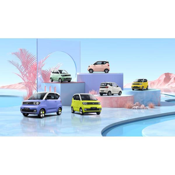 Low Speed 4 Wheel Four Seats Electric Cars Wuling Mini Hongguang Macaron 100km for Adults