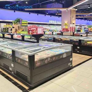 China Single Sided Supermarket Island Freezer End Panel 80mm Glass Chest Cabinet on sale