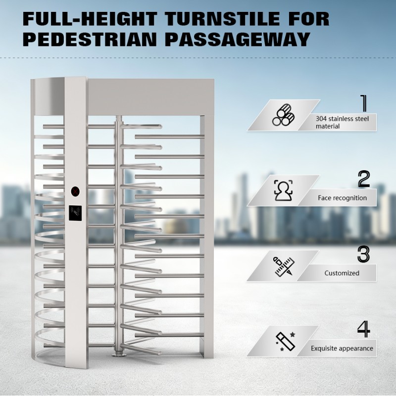 HCW CW801 Full Height Turnstile Gate for Pedestrian Access Control