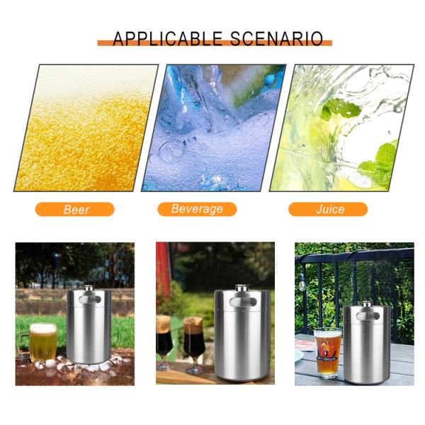 4 Litre Double Wall Insulated Mini Keg , 304 Stainless Steel Beer Keg