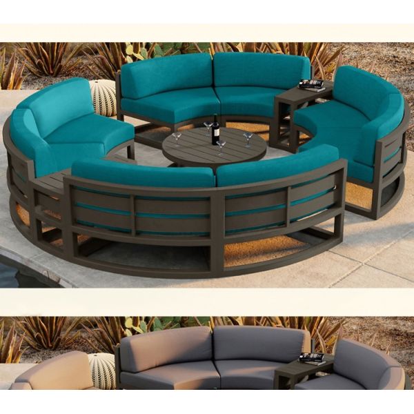 Luxury Outdoor Sofa Courtyard Villa Garden Outdoor Arc-shaped Leisure Combination Aluminum Alloy Waterproof Sunscreen Sofa