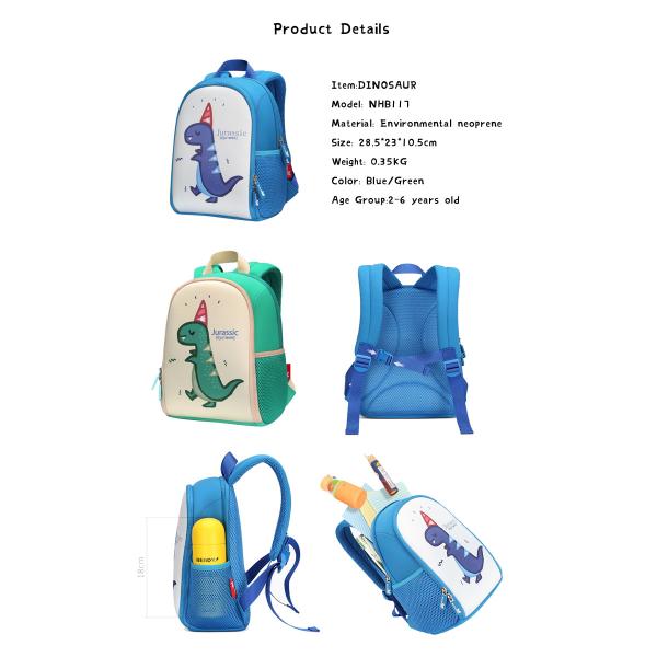 NHB117 new design dinosaur neoprene school Backpack for toddler