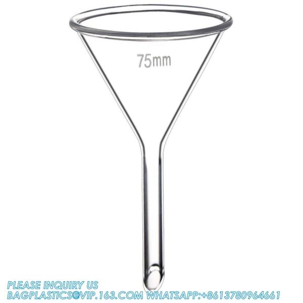 Glass Funnel Set, 3 Sizes - 50, 75, And 100mm, Short Stem, Borosilicate Glass, Heavy Wall, Karter Scientific