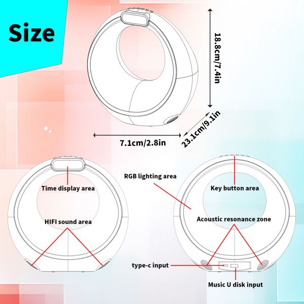 RGB Smart Wireless Charging Desk Lamp Mini Bedside Table Speaker Alarm Clock Bluetooth Night Light
