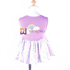 China Customized CVC Jersey Rainbow Pet Dress Digital Print Pongee dog tutu skirt on sale